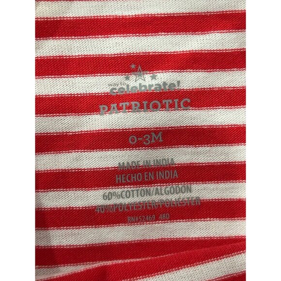 Baby Girls NWT Patriotic Red White Striped Romper Star Heart Design 3 months - Picture 5 of 9